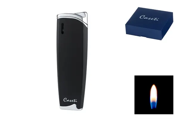 Caseti Feuerzeug Piezo schwarz matt/chrom 