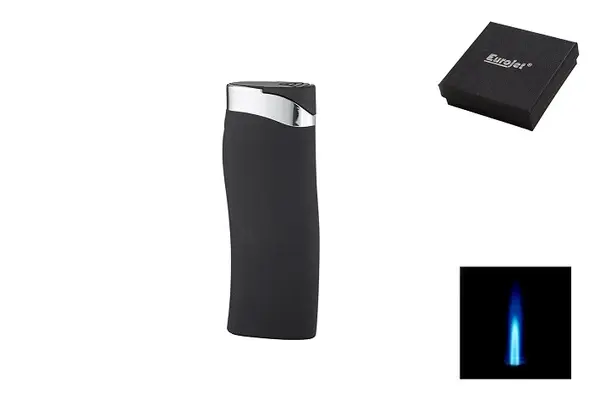 Eurojet Feuerzeug Wave Jet, chrom/schwarz matt 