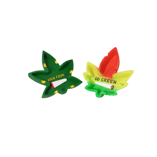 Aschenbecher, Polyresin Hanfblatt, 2 Farben, 12,5x12cm, H.2cm 