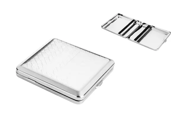 Angelo Zigaretten Etui 18er, 85mm, Metall chrom, Gummi 