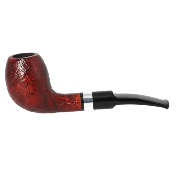 Angelo Pfeife rotbraun rustiziert, leicht gebogen mit Ring 