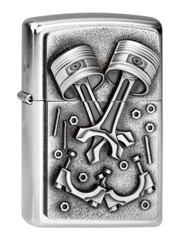ZIPPO Benzinfeuerzeug „Engine Parts“ (Modell 2003987) – Satiniertes Chrom