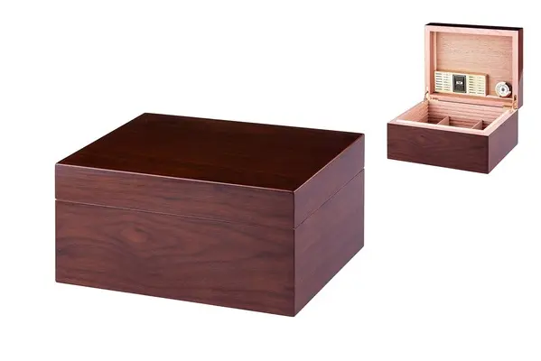 Angelo Humidor Echtholz Furnier Nussbaum – 30 x 23,5 x 14,5 cm