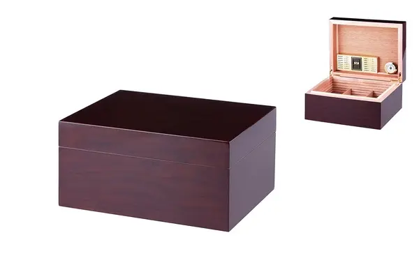 Angelo Humidor Echtholz Furnier Walnuss – 30 x 23,5 x 14,5 cm