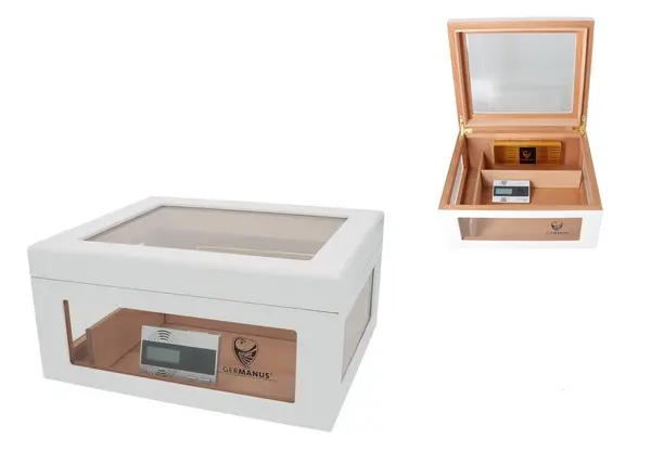 GERMANUS Humidor Oro Weiß Matt – 32 x 27,5 x 15,2 cm