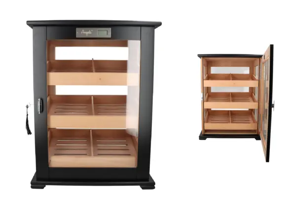 Angelo Humidor Cabinett, schwarz matt BxHxT 48x64x33cm, abschließbar 