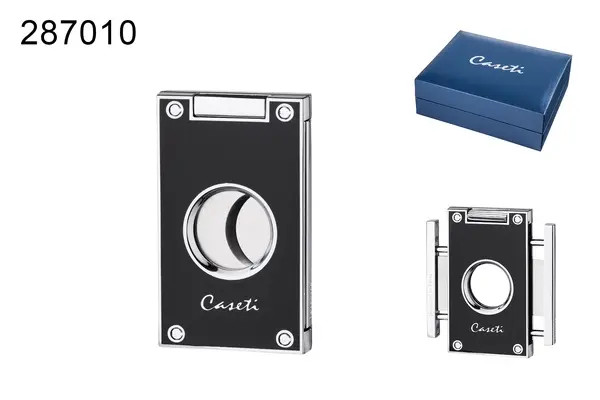 Caseti Zigarrenabschneider schwarz, 2 Klingen Ring 56 