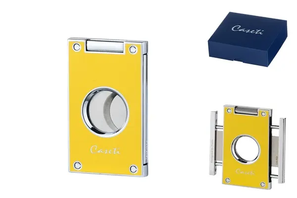 Caseti Zigarrenabschneider gelb, 2 Klingen, Ring 56 