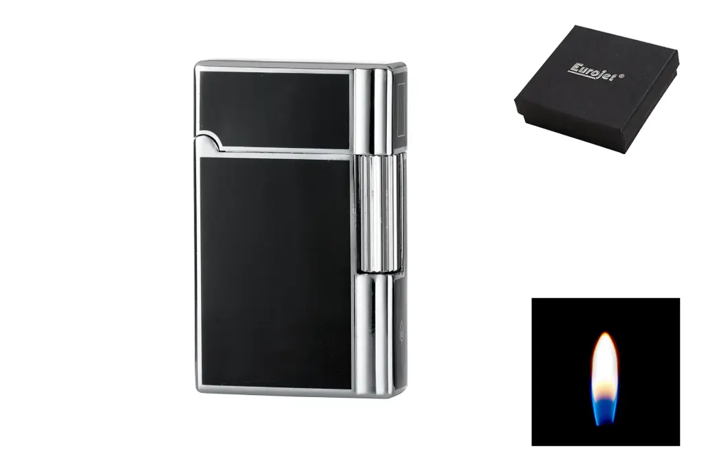 Eurojet Feuerzeug Gender, Stein schwarz/silberfarben 