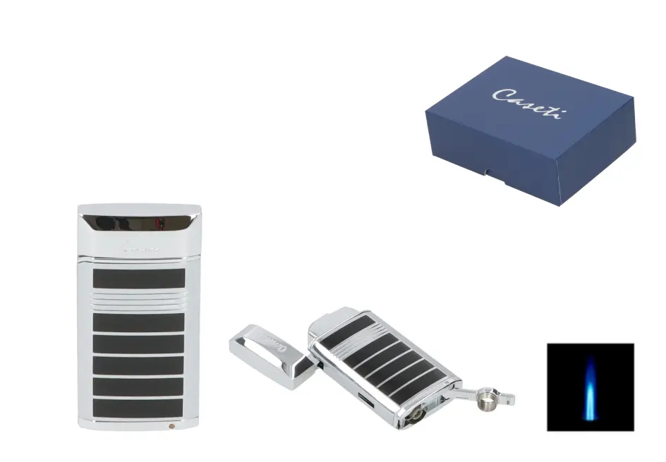 Caseti Feuerzeug Tours 1x Jet, chrom/schwarz mit Bohrer Ø8mm 