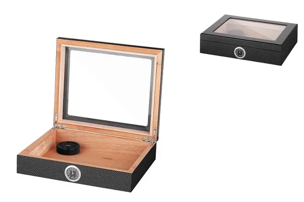 Angelo Humidor Glasdeckel Carbon Dekor, 26x22,2x6,5 cm 