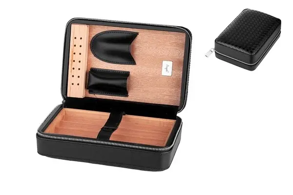 Angelo Reisehumidor Leder , 4 Zigarren, 20x13,5x7,5cm