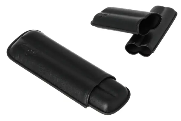 Angelo Zigarrenetui schwarz 2er, Lederimitat, 15cm, Ring 50 