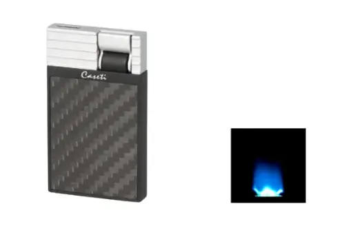 Caseti Feuerzeug Flat Flame, schwarz matt/Carbon 