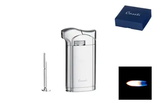Caseti Feuerzeug Piezo/Pfeifenstopfer chrom Satin 