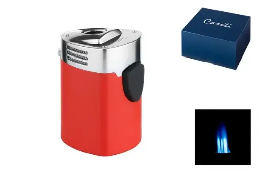 Caseti Feuerzeug Tischfeuerzeug 3xJet rot matt/chrom 