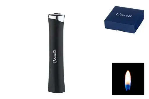Caseti Feuerzeug Piezo schwarz matt/chrom 
