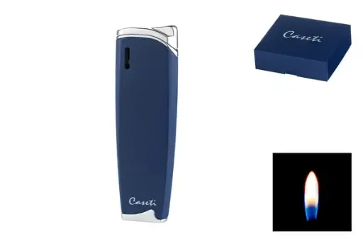 Caseti Feuerzeug Piezo blau matt/chrom 