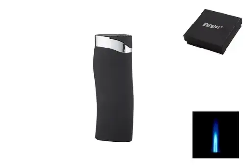 Eurojet Feuerzeug Wave Jet, chrom/schwarz matt 