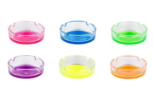 Aschenbecher 6er Set, Glas 6 Farben, Ø 11cm 