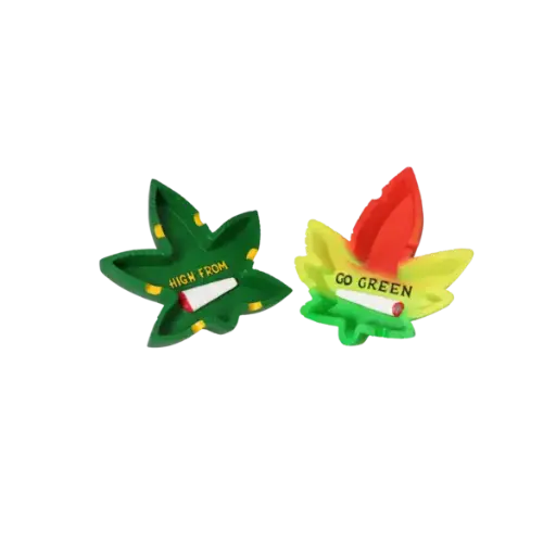 Aschenbecher, Polyresin Hanfblatt, 2 Farben, 12,5x12cm, H.2cm 