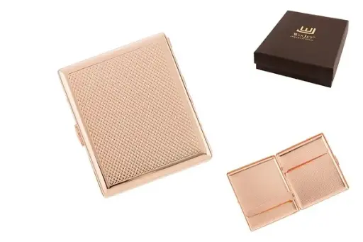 Winjet Zigarettenetui 18er, 85mm, Metall Rauten+Streifen rose, Clip 