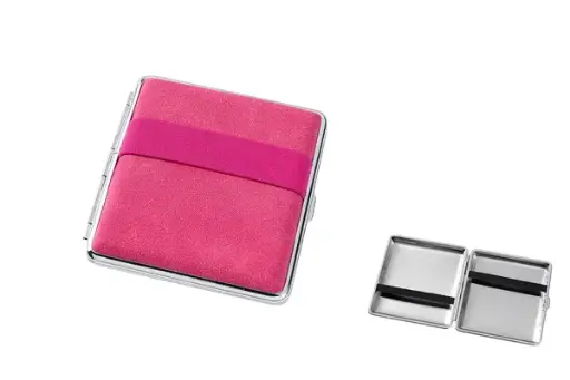 Zigaretten Etui 20er, pink mit Gummi außen und innen 