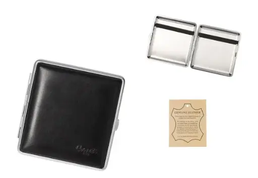 Caseti Zigaretten Etui Leder schwarz, 20er, Gummi 