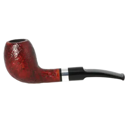 Angelo Pfeife rotbraun rustiziert, leicht gebogen mit Ring 