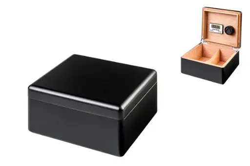 Angelo Humidor Schwarz Matt, innen Zedernholzfurnier – 25 x 23 x 12,5 cm