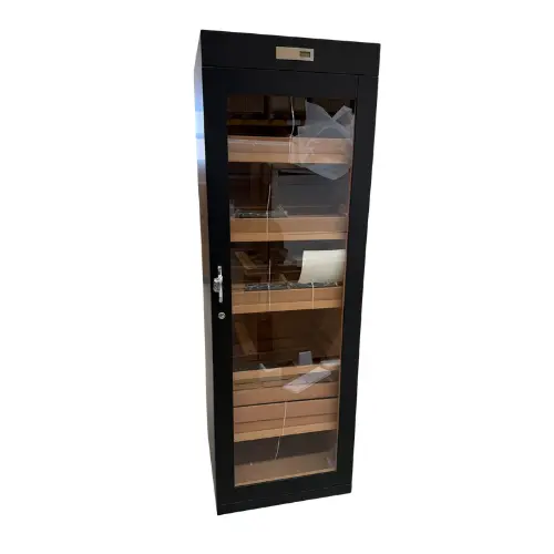 Angelo Humidorschrank Schwarz Matt – 59,5 x 60 x 180 cm, inkl. Hygrometer und Aschenbecherschublade