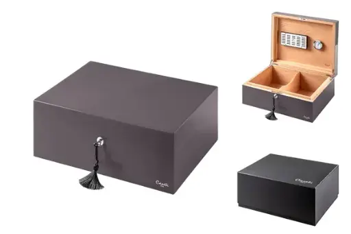 Caseti Humidor Paris, lila Hochglanz lackiert, 36,8x 27,7x 13,6cm abschließbar 