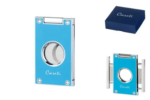 Caseti Zigarrenabschneider türkisblau, 2 Klingen, Ring 56 