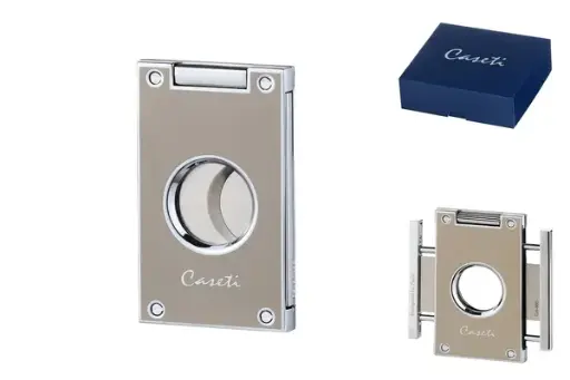 Caseti Zigarrenabschneider grau-beige, 2 Klingen, Ring 56 