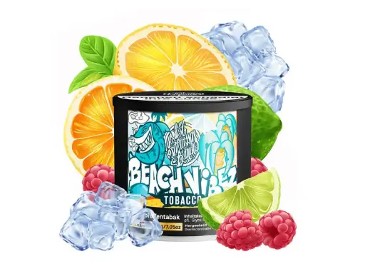 187 Tobacco 200 g Beach Vibez, Orange / Himbeere / Limette
