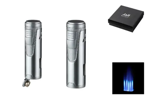 Winjet Feuerzeug Anton 5xJet, silberfarben mit Bohrer 10mm 