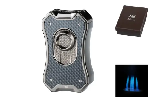 Winjet Premium Feuerzeug 4xJet anthrazit/Carbon 