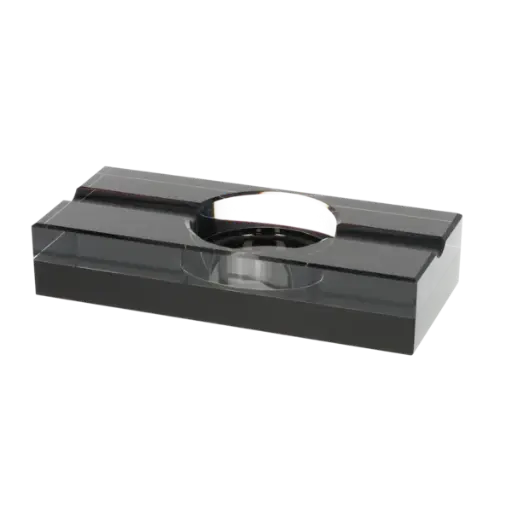 Angelo Zigarrenascher, Kristallglas schwarz/klar 2 Ablagen, 20x 9x 4cm 