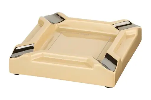 Caseti Zigarrenascher, Keramik beige/ grau 4 Ablagen, 20x 20x 4cm 