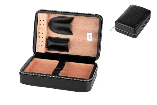 Angelo Reisehumidor Leder , 4 Zigarren, 20x13,5x7,5cm