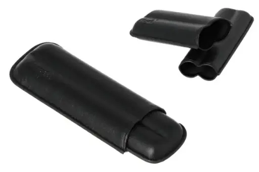 Angelo Zigarrenetui schwarz 2er, Lederimitat, 15cm, Ring 50 