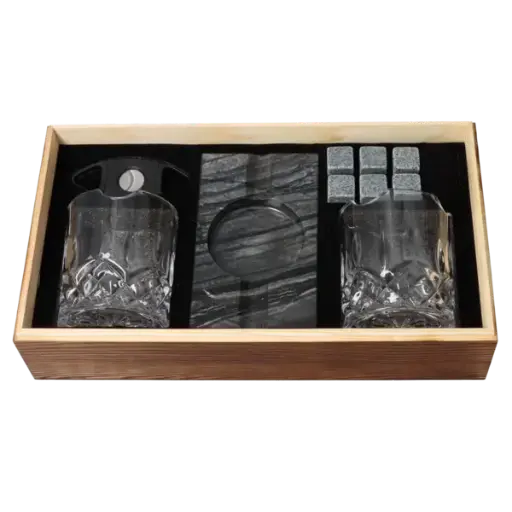 Exklusives Zigarren- & Whisky-Geschenkset – Marmor-Optik & Kristallgläser